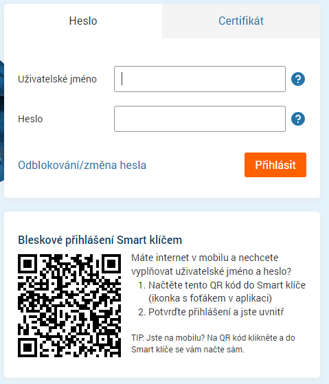 Přihlášení pomocí QR kódu